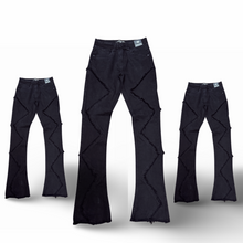 Load image into Gallery viewer, ARK| Jet Black Zig Zag Jeans(Stacked)