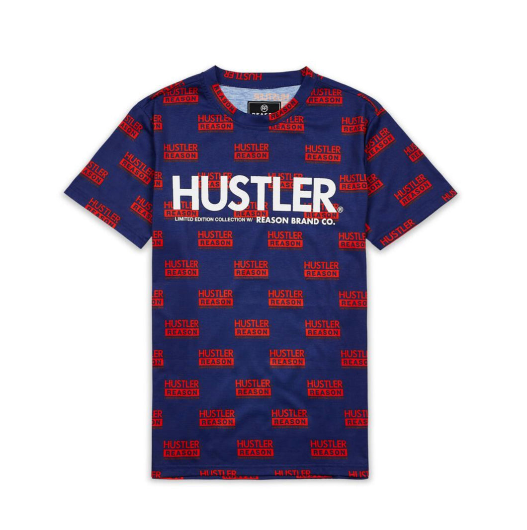 REA| Navy “ Hustler Logo” tee