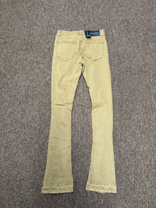 WM| Khaki Rip Denim jeans(Stacked)