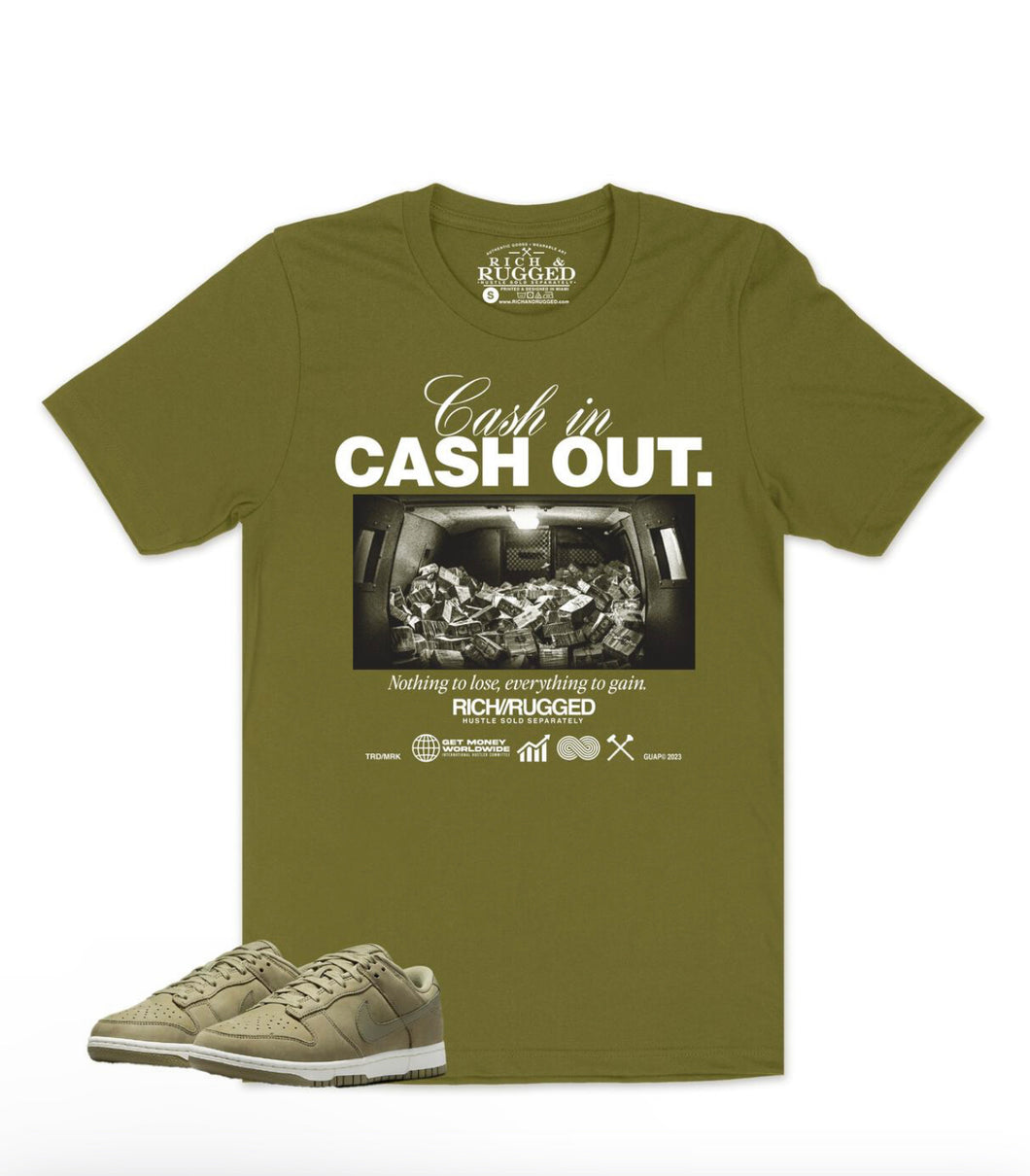 R&R| Olive Green “Cash Out” Tee