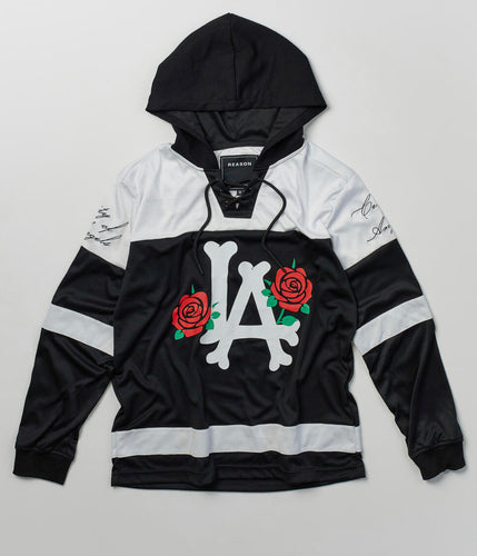 REA| Black/White “LA Crossbone” hockey jersey