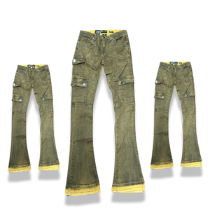 WM| Olive Cargo Jeans(Stacked)