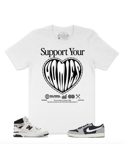 R&R| White “Support your homies” tee