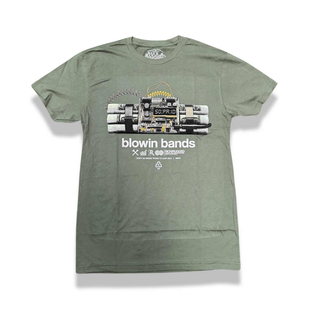 R&R| Olive “Blowin bands” tee