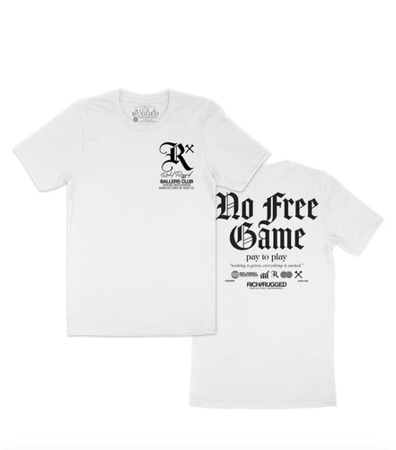 R&R| White “No free game” tee