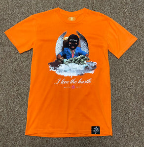 HM| Orange “I love the hustle” tee