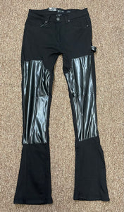 WM| Jet Black leather pants(Stacked)