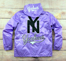 Load image into Gallery viewer, S&amp;D| Purple “Yankees” Coach Jacket