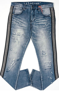 KLG| Light Blue Denim Jeans(Black Stripe)