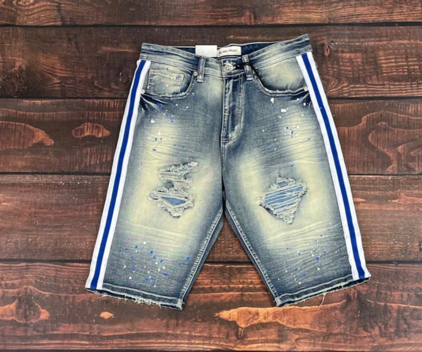 BT| Blue Stripe Denim Shorts